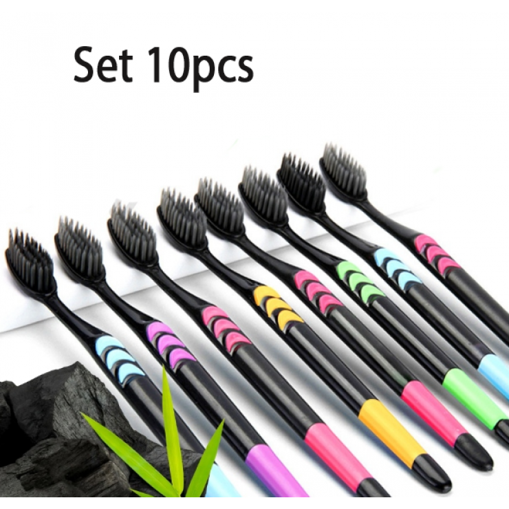 Set de 10 periute de dinti cu peri moi Manais Toothbrush — fotografia 3