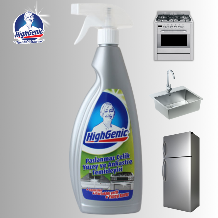 Solutie pentru suprafete de inox Paslanmaz HighGenic 750ml — fotografia 2