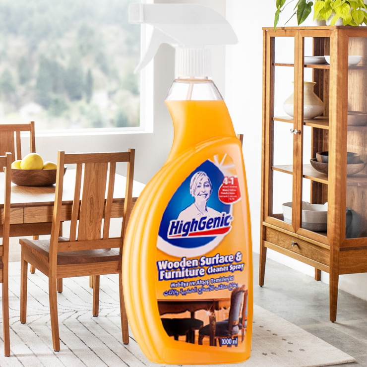 Soluție pentru curățarea mobilierului și a suprafețelor din lemn HighGenic Wooden Surface & Furniture Cleaner Spray 1000 ml
