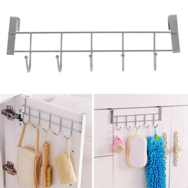 Cuier cu agatare din inox, 5 cirlige