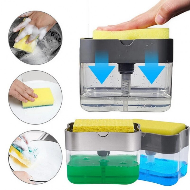Dozator pentru burete de bucatarie Soap Pump Sponge Caddy