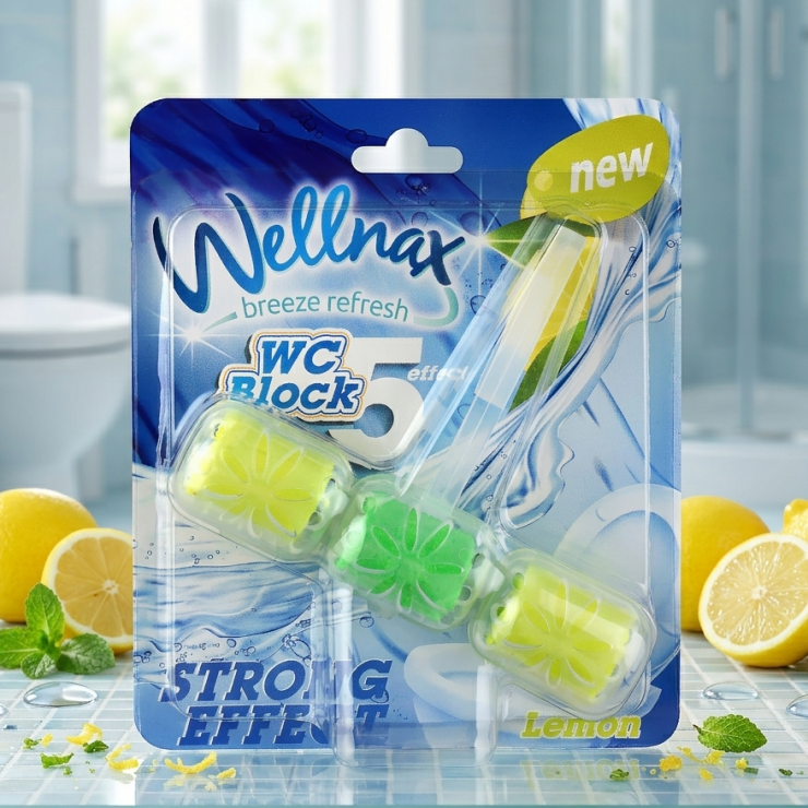 Sapun pentru vasul de toaleta Wellnax effect 5 Lemon 57gr