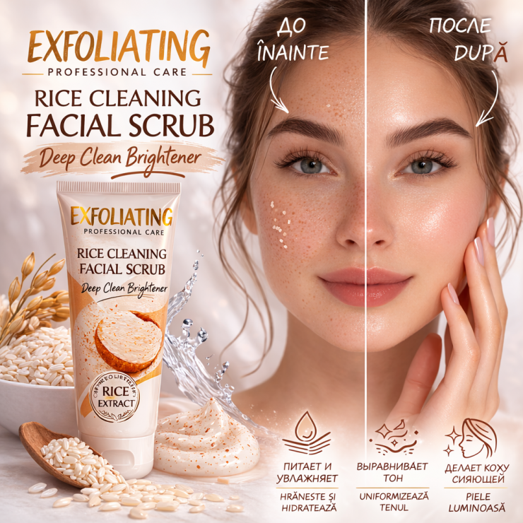 Scrub pentru fata cu orez Wokali 120 ml