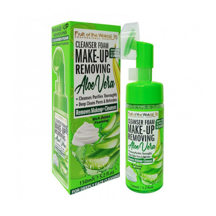 Spuma pentru curatarea fetei cu perie de masaj 150 ml Aloe Vera, Wokali