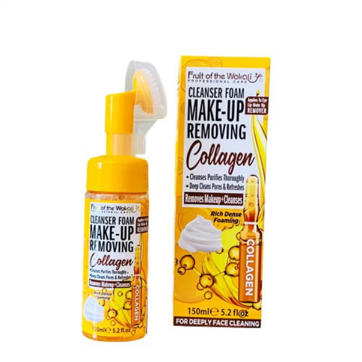 Spuma pentru curatarea fetei cu perie de masaj 150 ml Collagen, Wokali