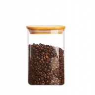 Borcan patrat cu capac din bambus 950 ml