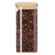 Borcan patrat cu capac din bambus 2000 ml