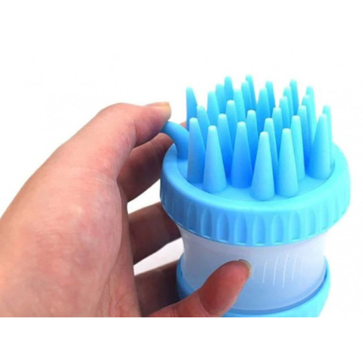 Perie de spalat cu dozator sampon si masaj pentru caini Push me — fotografia 3