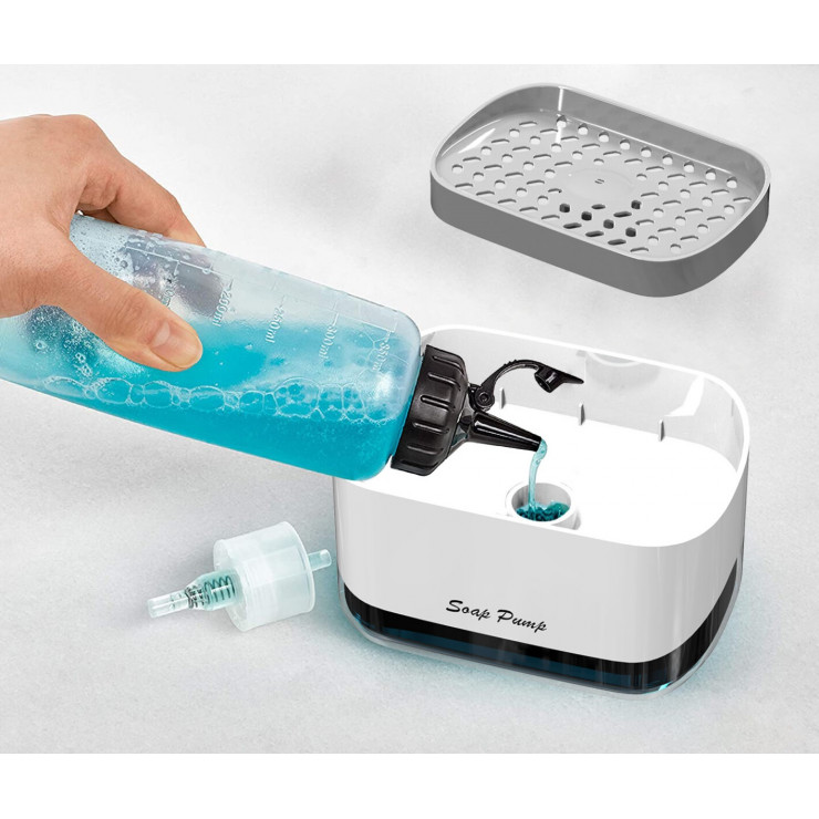 Dozator cu burete pentru detergent vase Soap Pump — fotografia 3