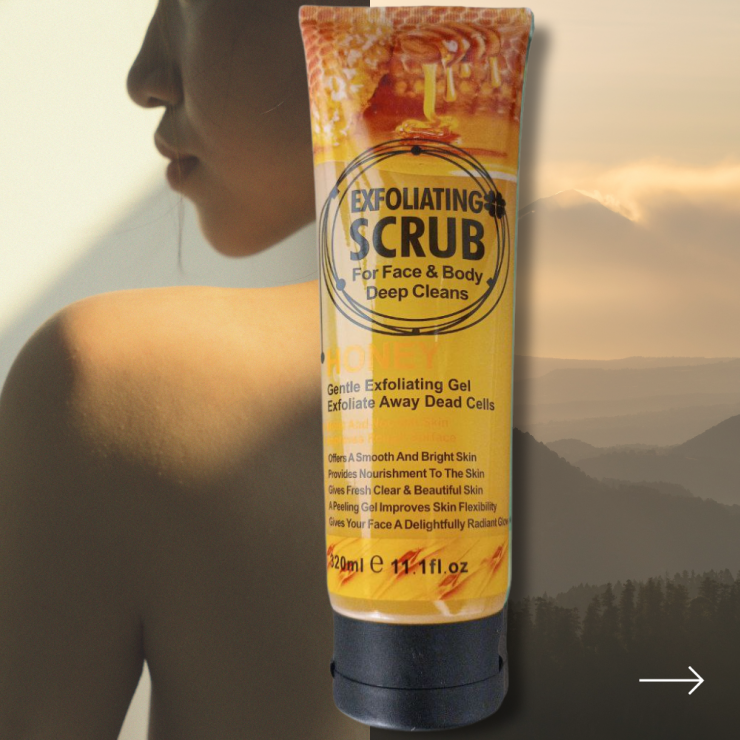 Scrub-gel piling pentru fata si corp Wokali, 320 ml Honey WKL575