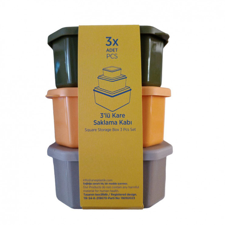 Caserole URVE, set 3 buc, Kare Saklama Kabi