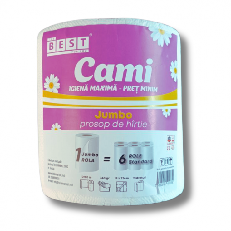 Prosop de hîrtie Cami Jumbo 1rola 340gr