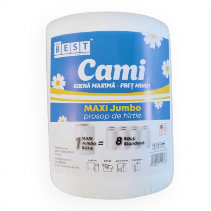 Prosop de hirtie CAMI Maxi Jumbo 1rola 510gr