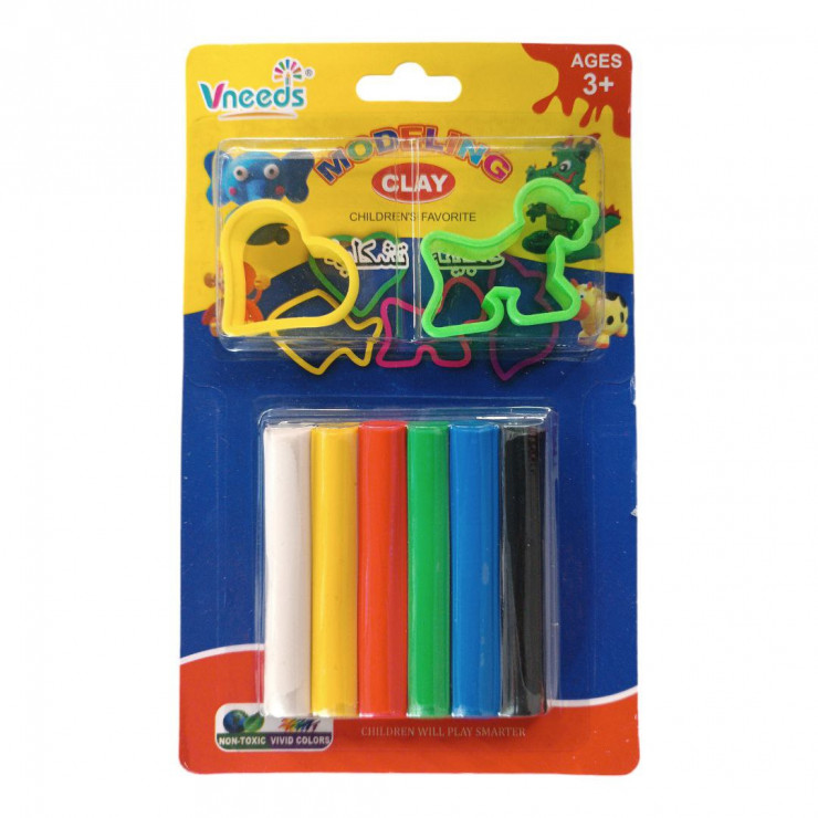 Plastilină 6 culori + 2 figurine Vneeds