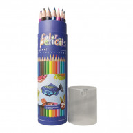 Set creioane colorate / penar rotund cu ascutitoare 24 buc Vneeds