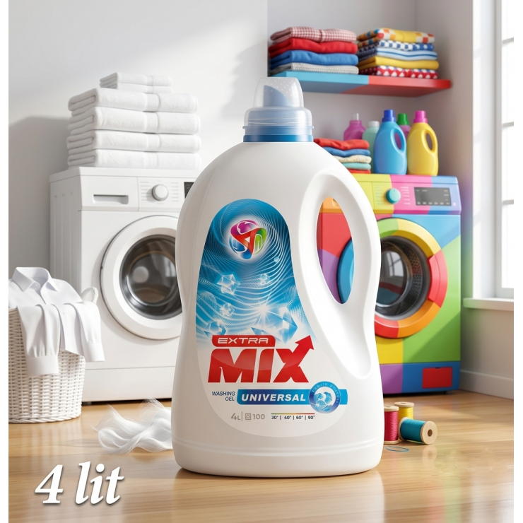 Extra Mix Universal 4 L / detergent lichid pentru rufe albe si colorate