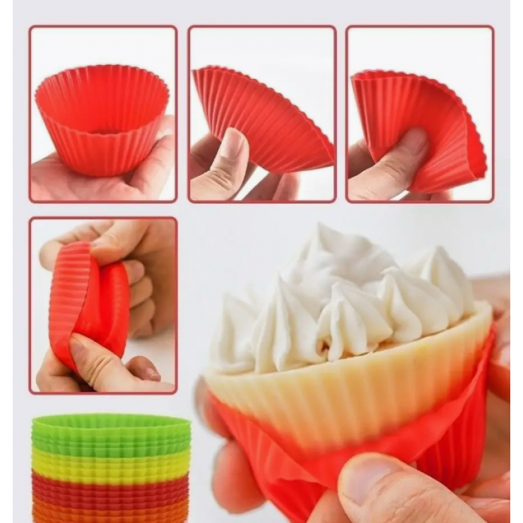 Set forme silicon pentru briose, rotunde 12 buc