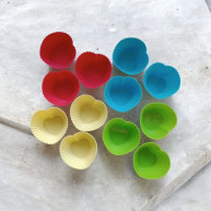 Set forme silicon pentru briose, inima, 12 buc