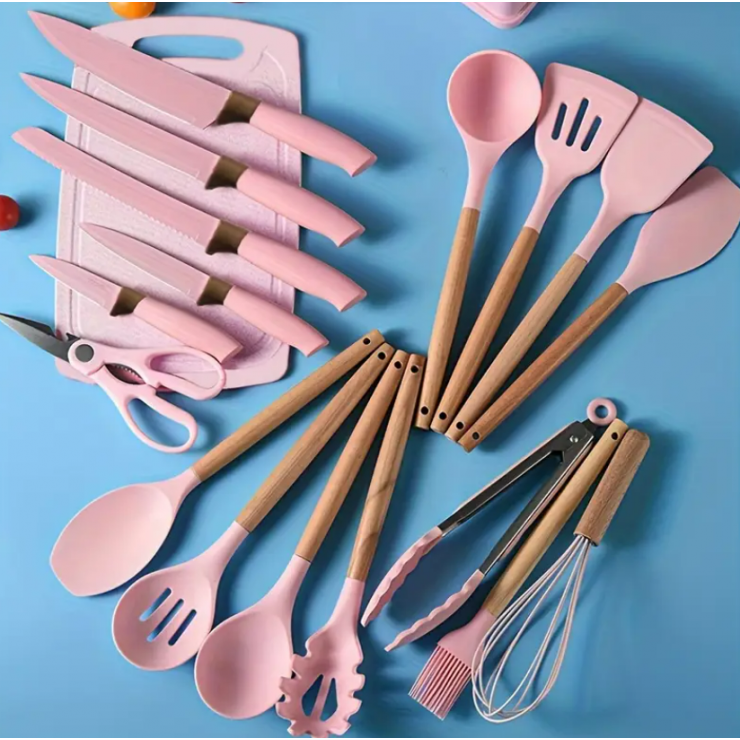 Set ustensile de bucatarie si cutite pe suport, 19 piese — fotografia 4