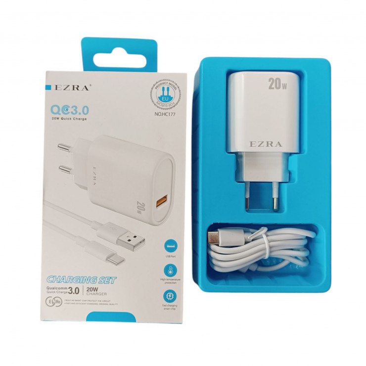 Adapter si cablu Type C, pentru incarcare rapida Ezra 20W HC177