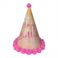 Caciula de aniversare cu ponpon Happy Birthday 22cm