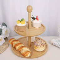 Fructiera din bambus, 2 nivele - 25 cm, 20 cm