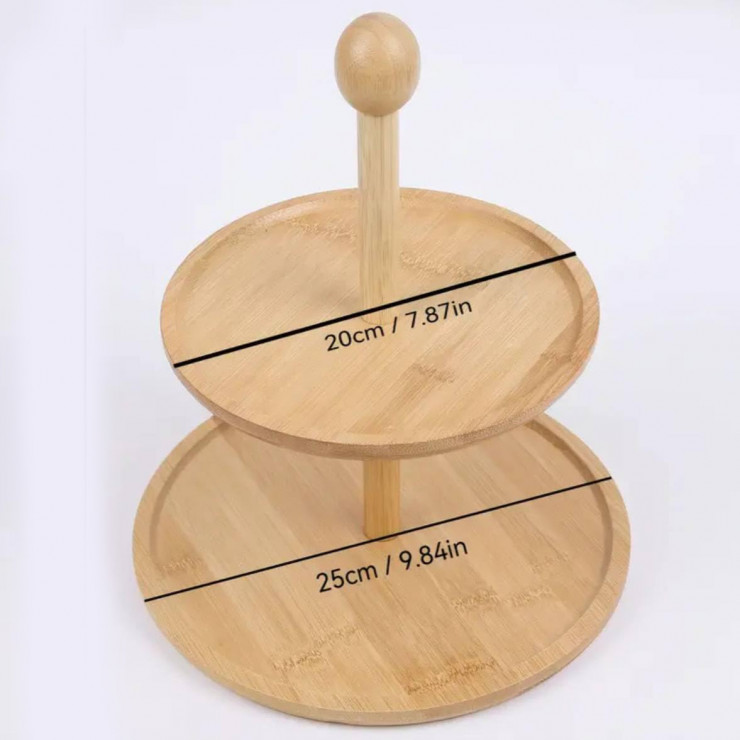 Fructiera din bambus, 2 nivele - 25 cm, 20 cm — fotografia 3