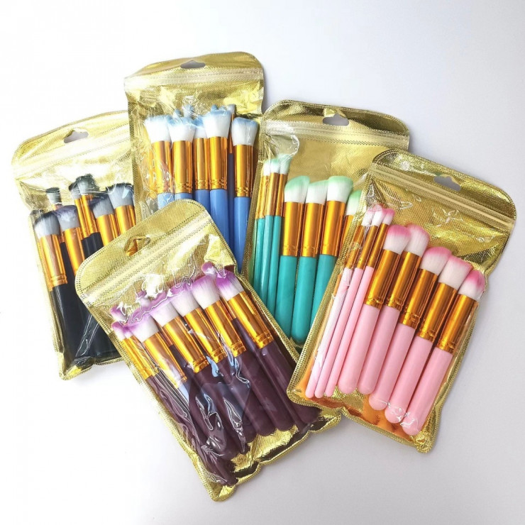 Pensule pentru machiaj Pink / Blue Brush, 10 buc — fotografia 3