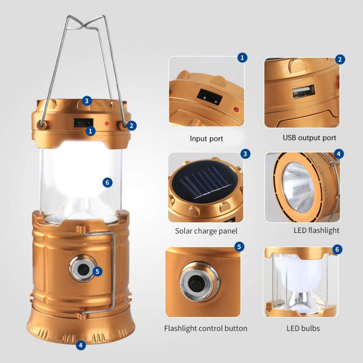 Lanterna cu acumulator si baterie solara SH-5800T — fotografia 5