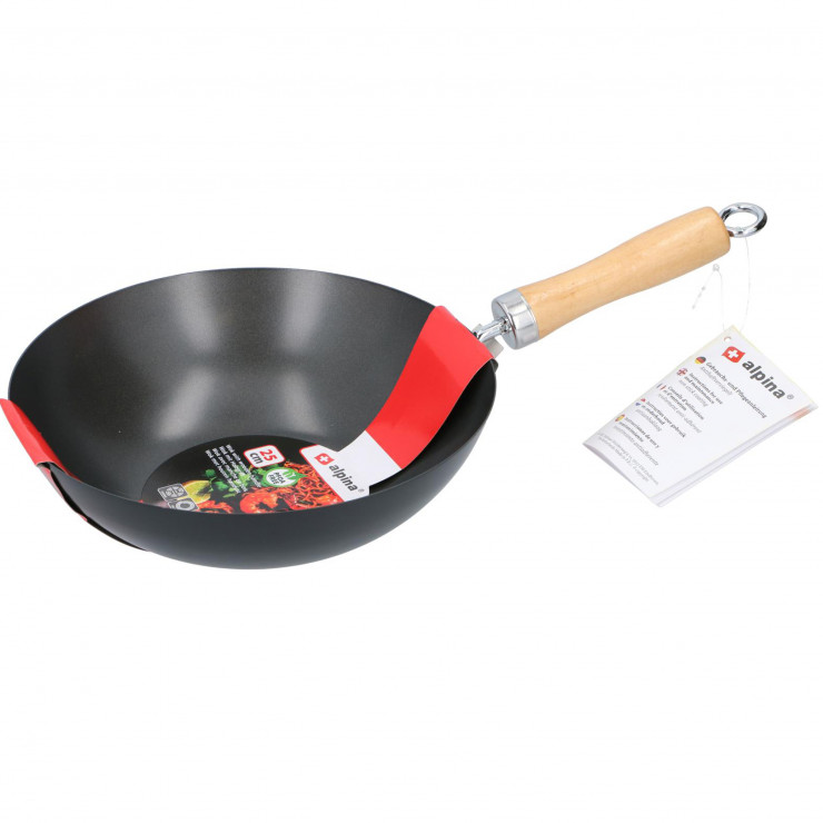 Tigaie WOK 25х7 cm cu miimer din lemn Alpina