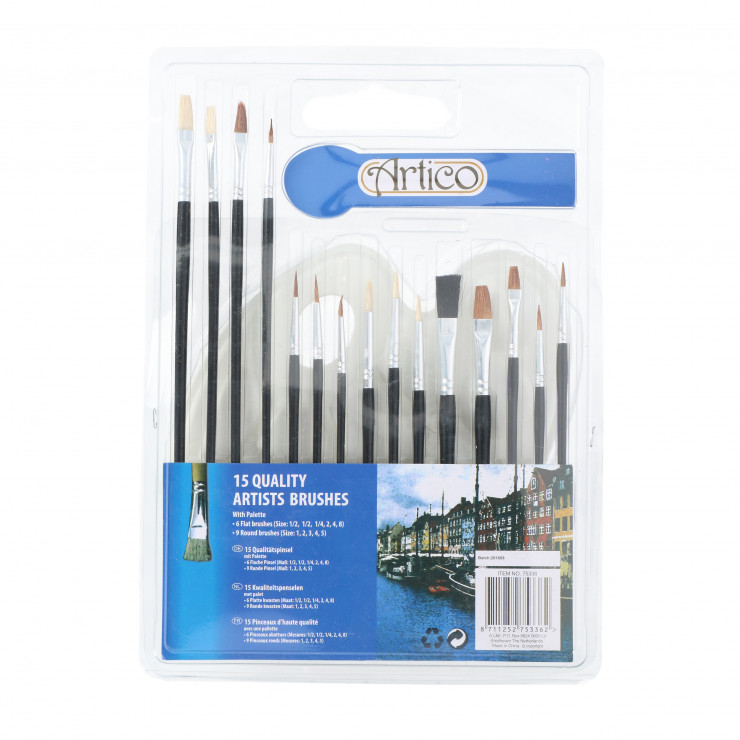 Pensule set 16 buc. cu paleta Artico