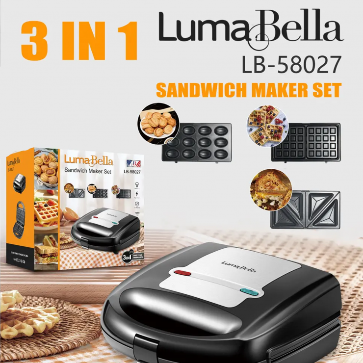 Aparat pentru sandwich 3-in-1 850W LumaBella LB-58027