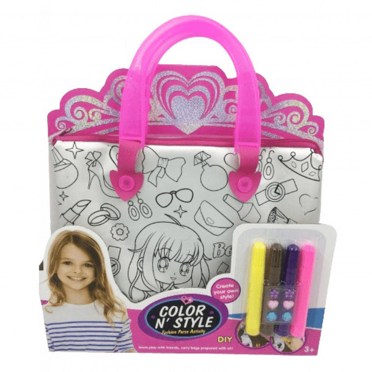 Set: geanta pentru colorat si carioci Color N Style