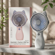 Ventilator mini, cu acumulator si iluminare Pisicut (DD8141)