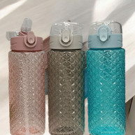 Sticla pentru apa 770ml, cu pai, Cristal