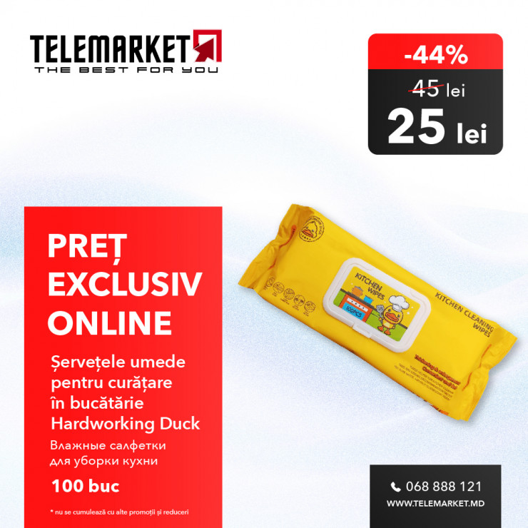 Șervețele umede pentru curatare in bucătărie Hardworking Duck 100 buc