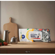 Șervețele umede pentru curatare suprafete din bucătărie KW Lemon, 40 buc
