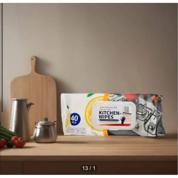 Șervețele umede pentru curatare suprafete din bucătărie KW Lemon, 40 buc