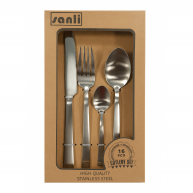 Tacâmuri inox Sanli 16 bucăți, mat