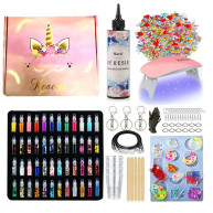 Set de creație, cu rășină UV și lampă Unicorn