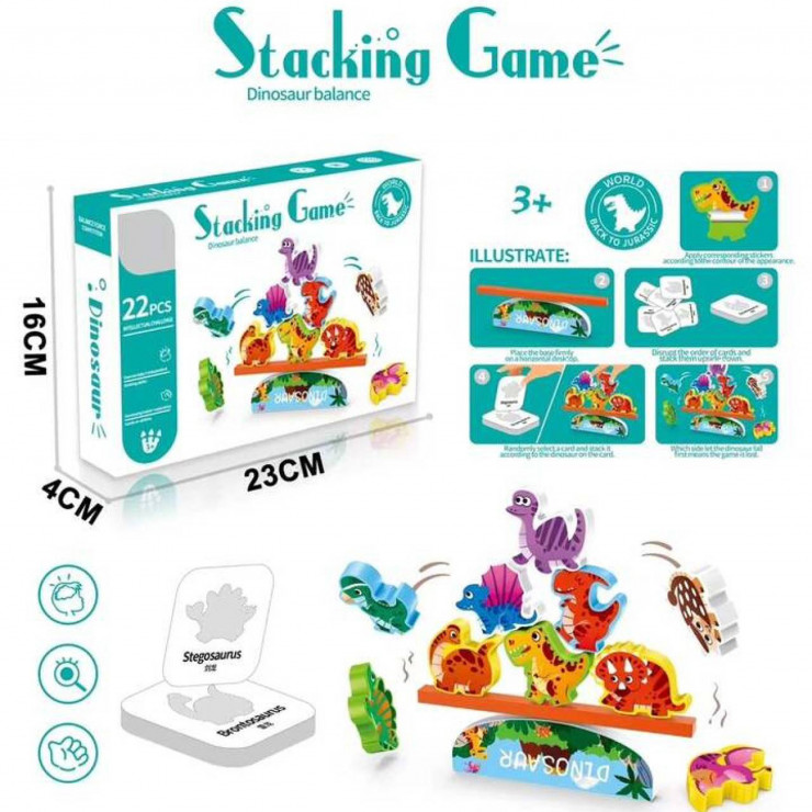 Joc creativ de echilibru, Dinosaur, 22 piese