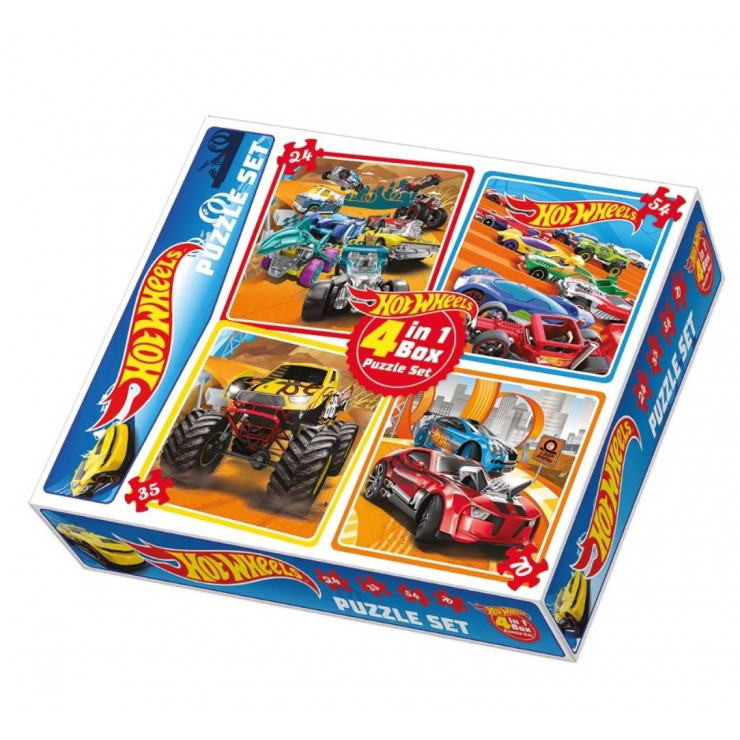 Puzzle, Hot Wheels, set 4 in 1