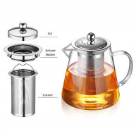 Ceainic cu infuzor, sticla, rezistent la foc, 750ml