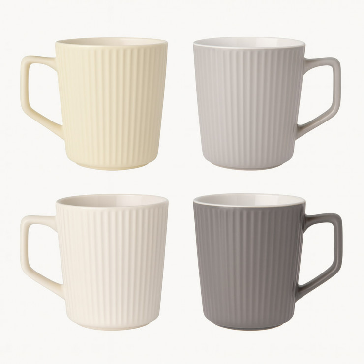 Cană ceramică Steven.H 370ml, set de 4 bucăți