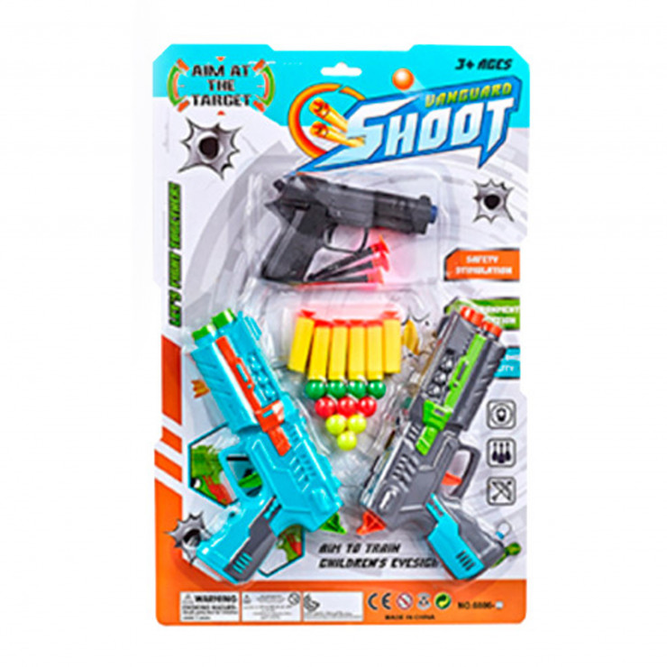 Pistol de jucarie in set 3 tipuri Vanguard Shoot 3+ / 6886-18