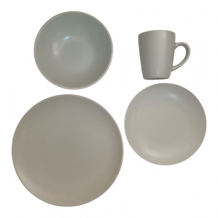 Set farfurii si cana 16 buc, ceramica, Dinner set ( gri - bej) — fotografia 3