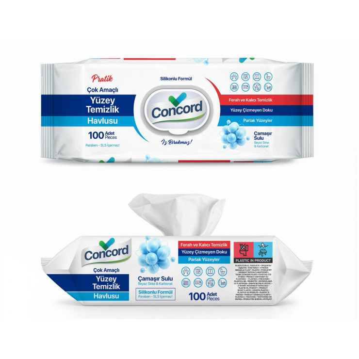 Concord servetele umede universale pentru curatarea suprafetelor 100 bucati / inalbitor — fotografia 3