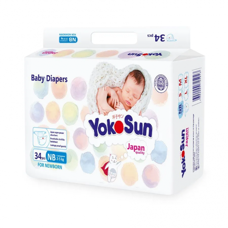 Scutece YokoSun Japan Quality Newborn (2-5kg), 34buc