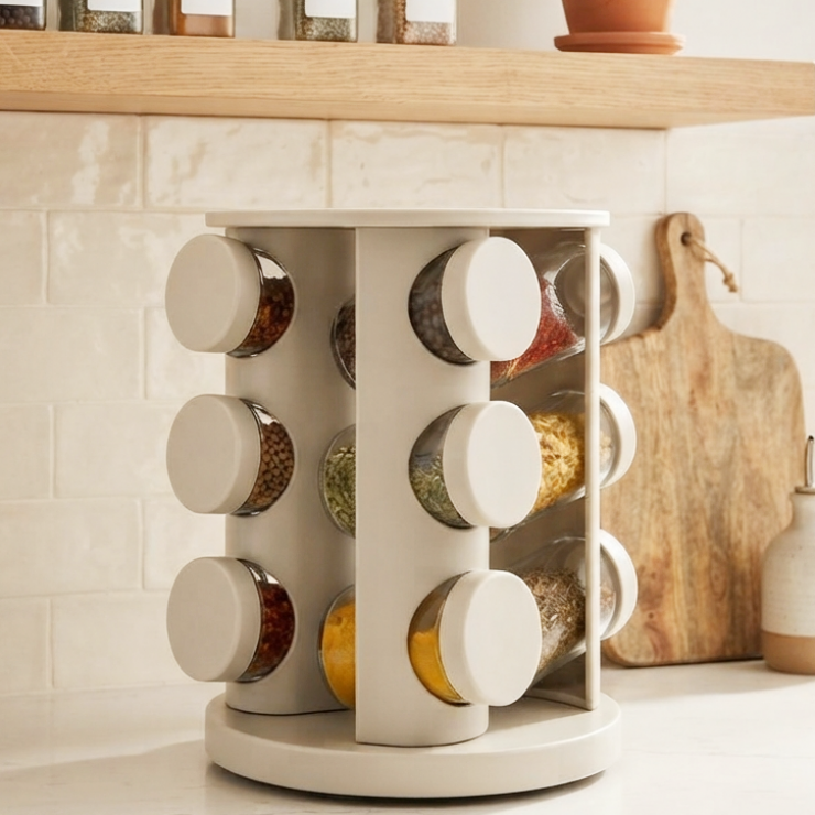 Organizator condimente Spice Carousel, 12 borcanase, ivory — fotografia 4