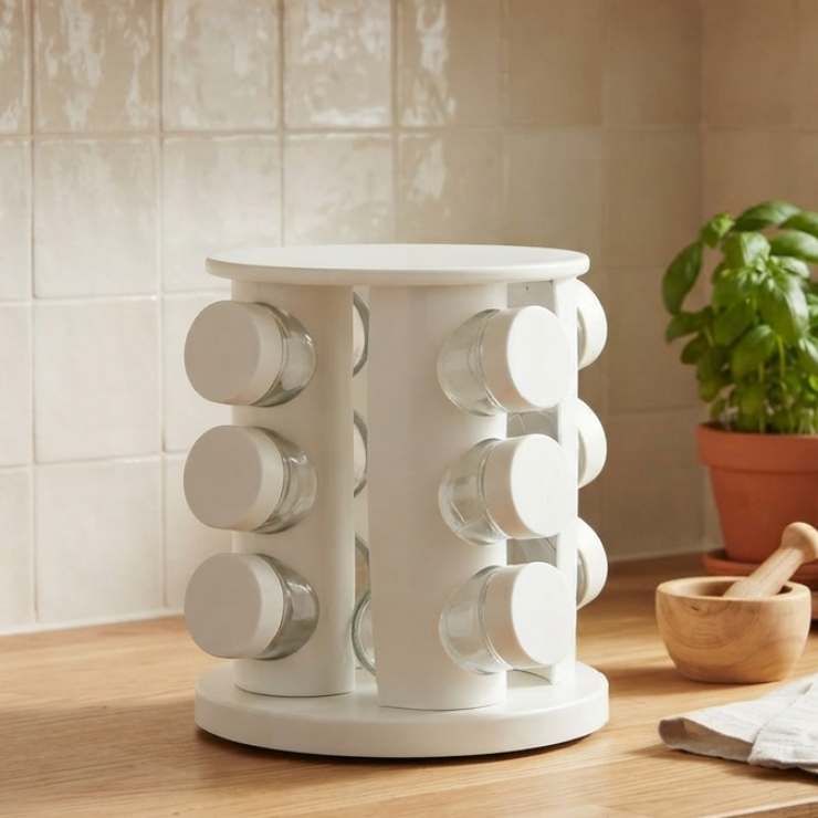 Organizator condimente Spice Carousel, 12 borcanase, ivory — fotografia 3